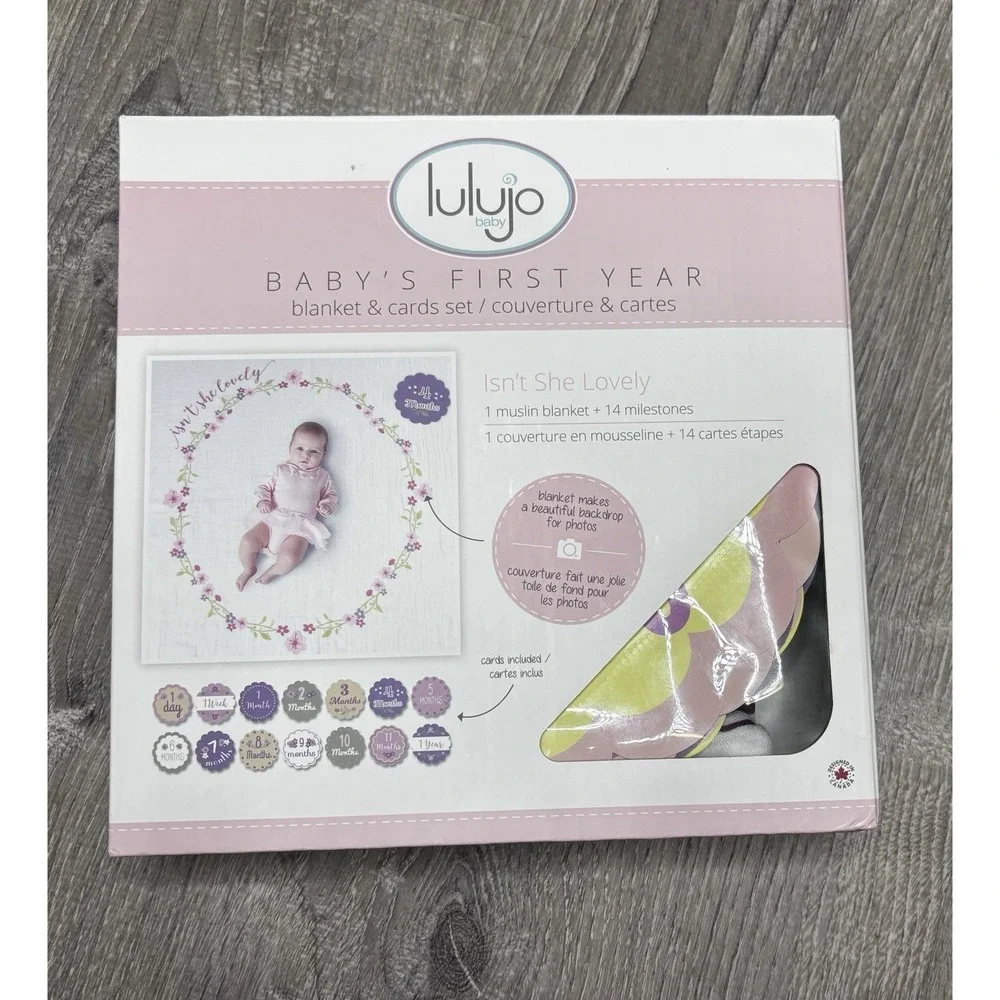 Lulujo Baby's First Year Milestone Blanket‎ Card Set Floral 40in x 40in